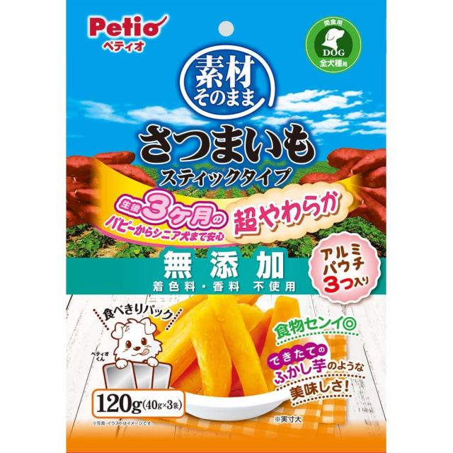 ペティオ （まとめ買い） 素材そのまま さつまいも スティックタイプ 超やわらか 120g 犬用おやつ 【×12】