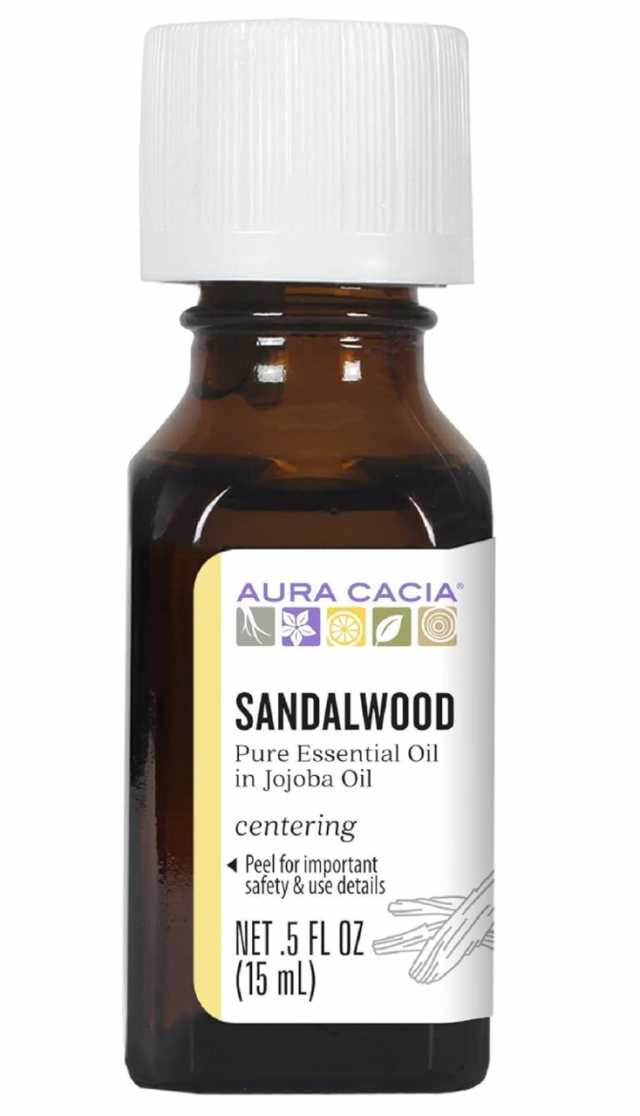 Aura Cacia Sandalwood Essential Oil in Jojoba Oil 0.5 fl. oz. Woodsy Balsam