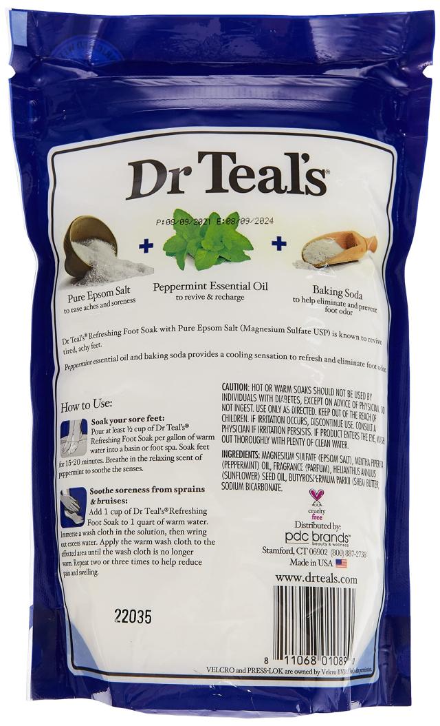 Dr. Teals Epsom Salt Foot Soak Cooling Peppermint 32 Ounce by Dr