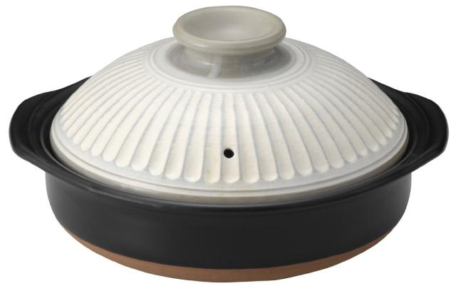銀峯陶器 土鍋 菊花 粉引 9号 3-4人用 約2700ml 直火対応 萬古焼 日本製 91091