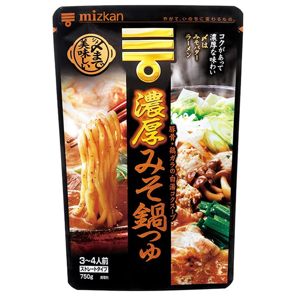 ミツカン 〆まで美味しい 濃厚みそ鍋つゆ ストレート 750g×12袋入×(2ケース)