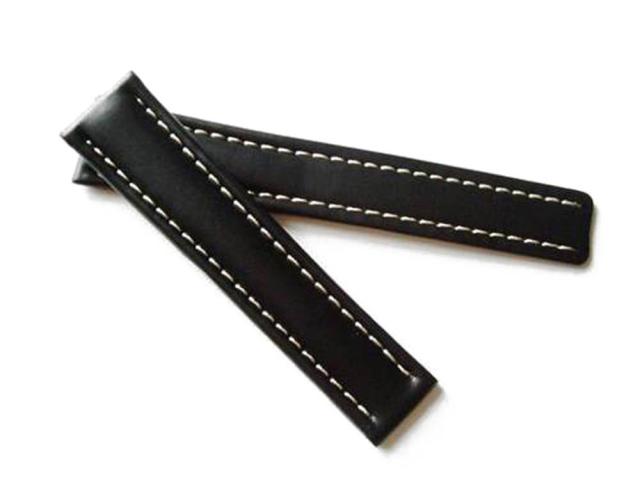 [輸入王オリジナル] 時計パーツ ブライトリングと互換性あり Dバックル用 ベルト 牛革 ブラック 22/20 mmの通販は