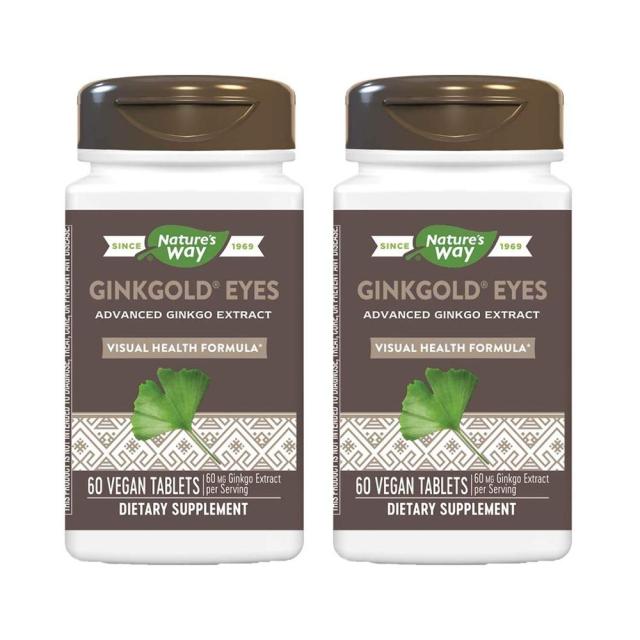 【2個セット】　[海外直送品] Natures Wayギンコゴールド・アイズ（ルテイン配合） 60粒 GinkGold Eyesの通販は