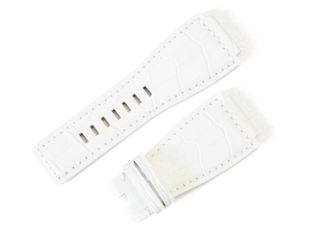 [輸入王オリジナル] 時計パーツ ベル&ロスと互換性あり BR01BR03用 型押しクロコ ベルト 社外品 ホワイト 24mm