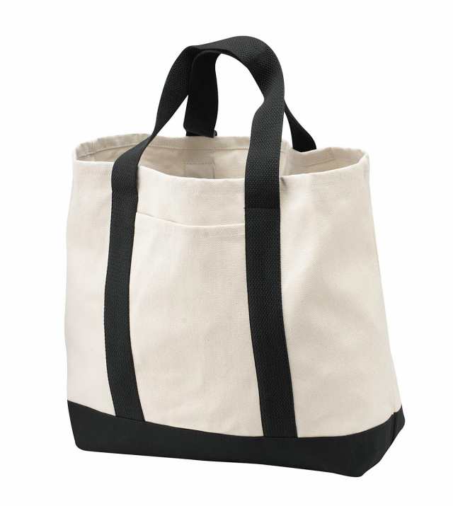 (OSFA Natural/Black) - Port & Company luggage-and-bags 2 Tone Shopping Tote