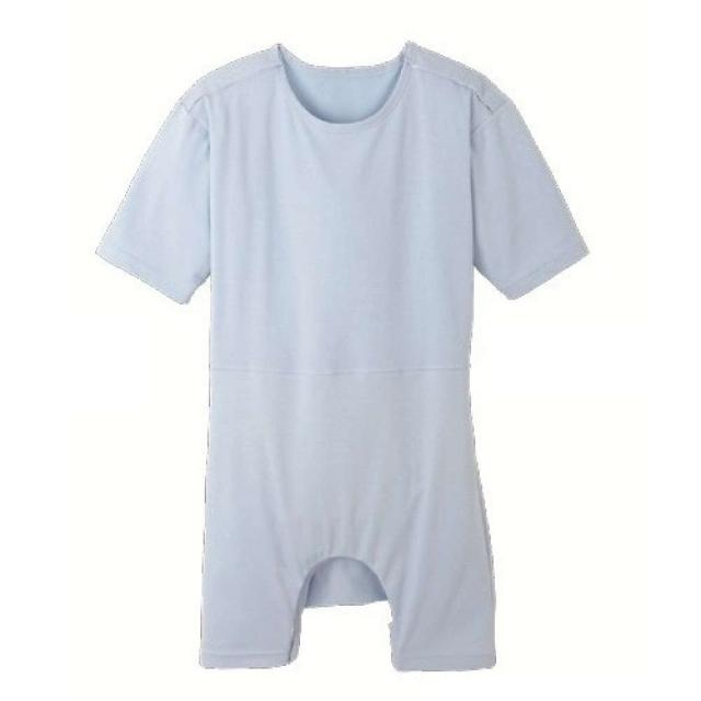 【介護】【入院】 TスーツII 両肩開きロンパス型：サックス (S)