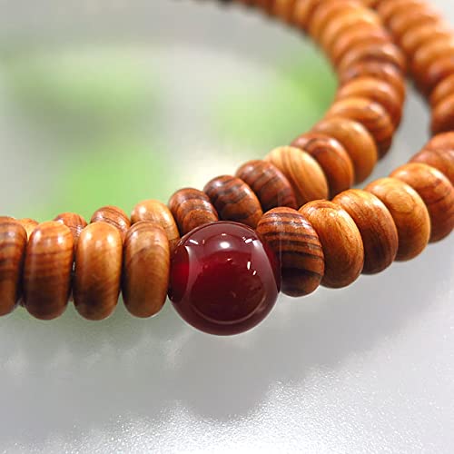 屋久杉 108玉ブレスレット 二重 瑪瑙仕立て