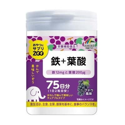 おやつにサプリZOO 鉄+葉酸150ｇ(1ｇ×150粒)×１０