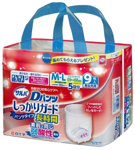 白十字 サルバ Dパンツ しっかりガード長時間 M-L 男女共用 9枚入 6個セット