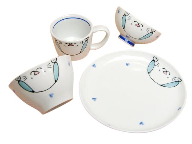 【有田焼/子ども食器】にこにこクラブ　わんこ　基本４点セット（※ギフトボックス入り）