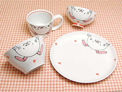 【有田焼 / 子ども食器】にこにこクラブ　うさちゃん　基本４点セット（※ギフトボックス入り）_1