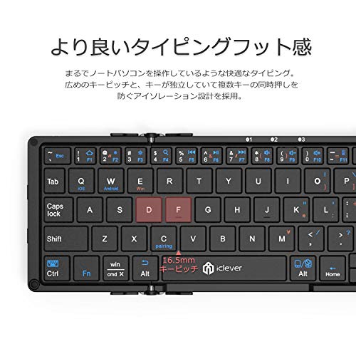 iClever Bluetooth ワイヤレス キーボード 折り畳み モバイルキーボード タッチパッド付き マルチペアリング USB ipad ミニキ_1