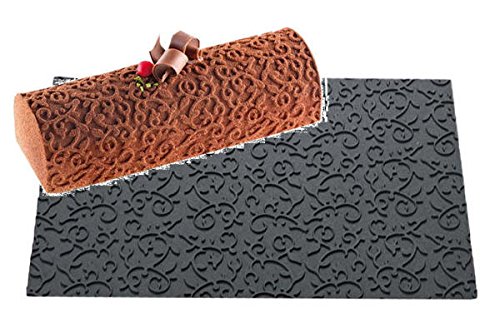 tortaflexシリコン製テクスチャーtextureシートARABESQUEアラベスク唐草模様半月トヨ型ロールケーキBuche型対応tex05