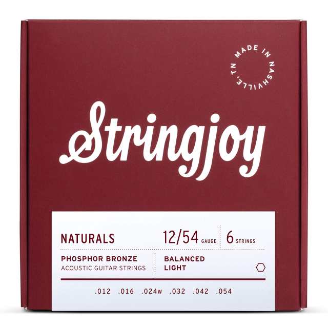 Stringjoy NB1254 Naturals フォスファーブロンズ アコースティックギター弦 (ライトゲージ - 12-54)