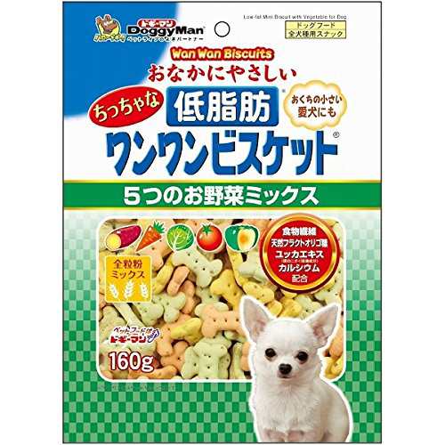 （まとめ買い）ドギーマン おなかにやさしいちっちゃな低脂肪ワンワンビスケット5つのお野菜ミックス 160g 【×15】