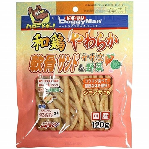 （まとめ買い）ドギーマン 和鶏やわらか軟骨サンド ササミ＆野菜 120g 犬用 【×6】の通販は