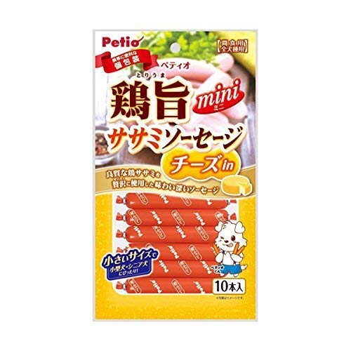 （まとめ買い）ペティオ 鶏旨 ミニ ササミソーセージ チーズin 10本入 犬用 【×15】