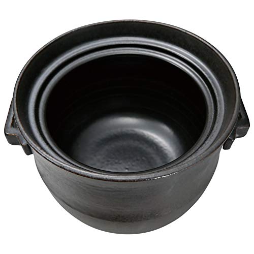 スズ木 萬古焼 ごはん 土鍋 4合 黒 2061-4028 2300ml_2