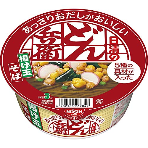 日清 あっさりおだしがおいしいどん兵衛 5種の具材が入った揚げ玉そば 70g ×12個