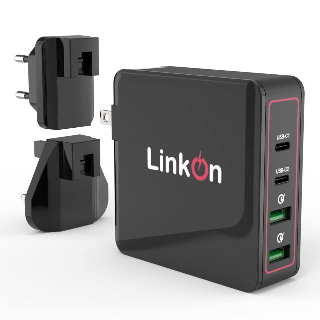 LinkOn Ganius 166W ウォールチャージャー GaN Tech 100W USB-C PD3.0 および 18W USB-A QC4.0