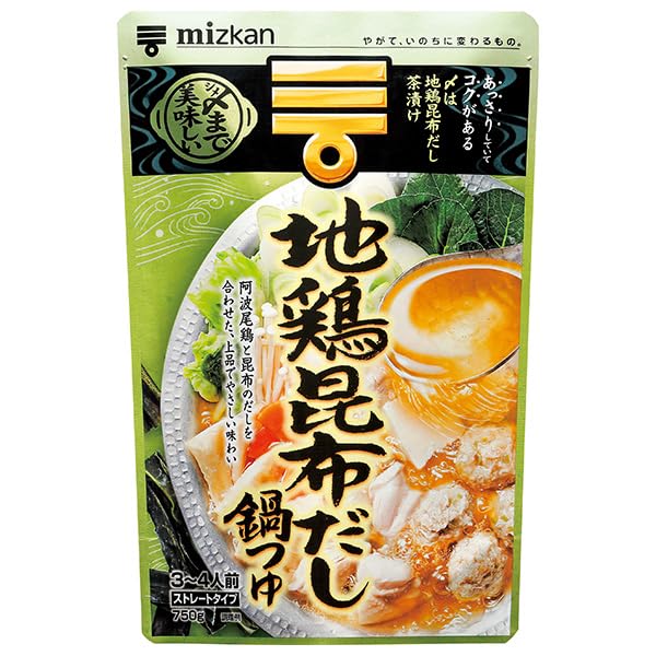 ミツカン 〆まで美味しい 地鶏昆布だし鍋つゆ ストレート 750g×12袋入×(2ケース)