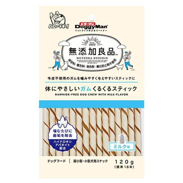 （まとめ買い）ドギーマン 無添加良品 体にやさしいガム くるくるスティック 120g(標準18本) 【×16】