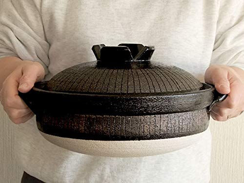 みのさらら 直火専用耐熱黒十草 深 土鍋 9号 4〜5人用 日本製 萬古焼_2