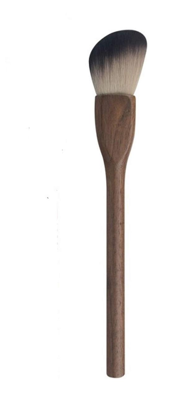 化粧用ブラシ 木のクルミ化粧ブラシ大型レトロパウダーブラシ蜂蜜ルースパウダーブラシスーパーソフトビューティーギフトメイクアップブラシツール (Hand