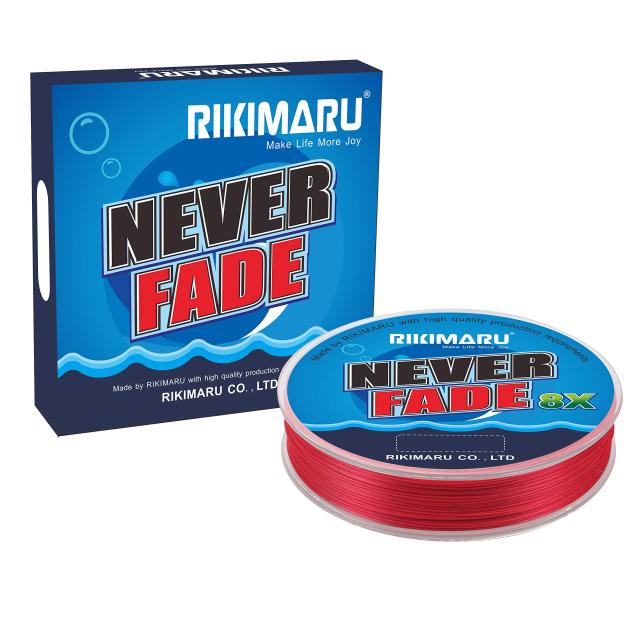 Rikimaru Never Fade 8X 編組釣り糸 10~80ポンド 150~600ヤード (300ヤード-レッド 15ポンド~0.12mm(8