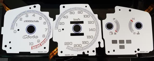 サボテンカーズ シビック EG6 10000rpm 220km フルスケール ELメーター ホワイト saboten_carsの通販は 11,636円