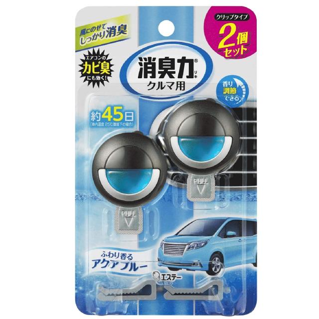クルマの消臭力 クリップタイプ 車用 ふわり香るさわやかアクアブルー 2個セット 車 消臭剤 消臭 芳香剤×22個
