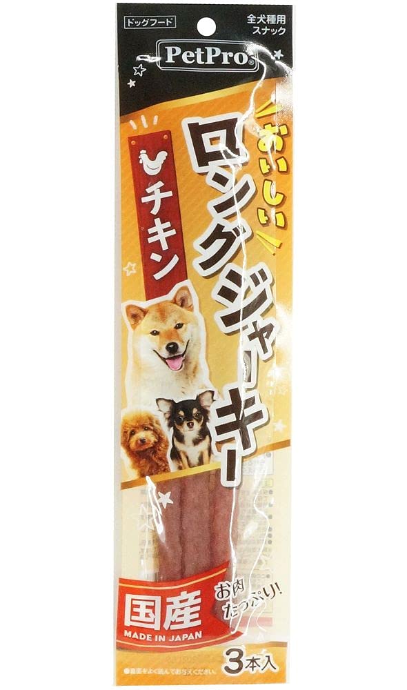 （まとめ買い）ペットプロジャパン ペットプロ おいしいロングジャーキー チキン 3本 犬用おやつ 【×30】