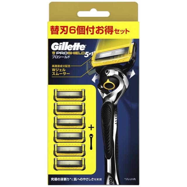 Gillette プロシールド カミソリ 本体 1コ 替刃 6コ付 うち1コは本体に装着済