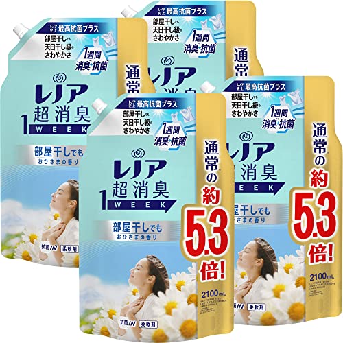 [ケース販売] [大容量] レノア 超消臭1WEEK 柔軟剤 部屋干し 花とおひさまの香り 詰め替え 2100mLx4袋 7,640円