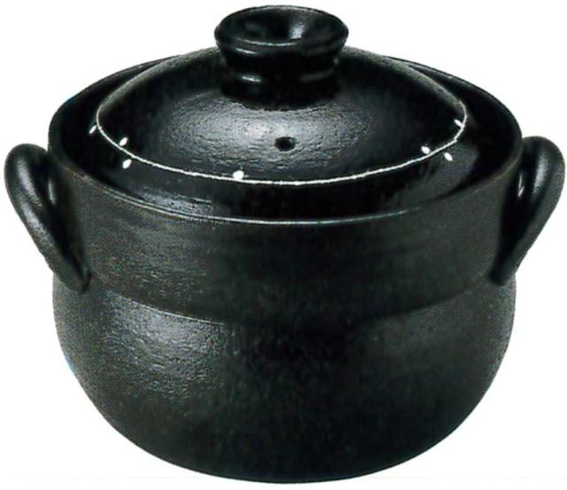 みのさらら 土鍋 ご飯 2合 直火専用 黒釉線紋 2重蓋 日本製 萬古焼
