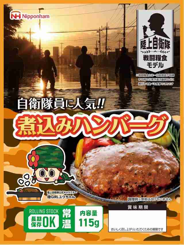 日本ハム 陸上自衛隊 戦闘糧食モデル 保存食×20食セット (煮込みハンバーグ)