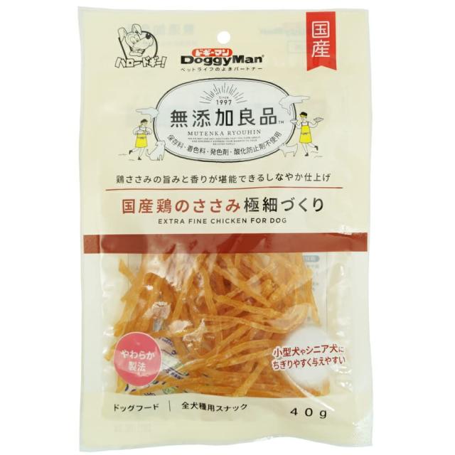 （まとめ買い）ドギーマン 無添加良品 国産鶏のささみ極細づくり 40g 犬用おやつ 【×12】