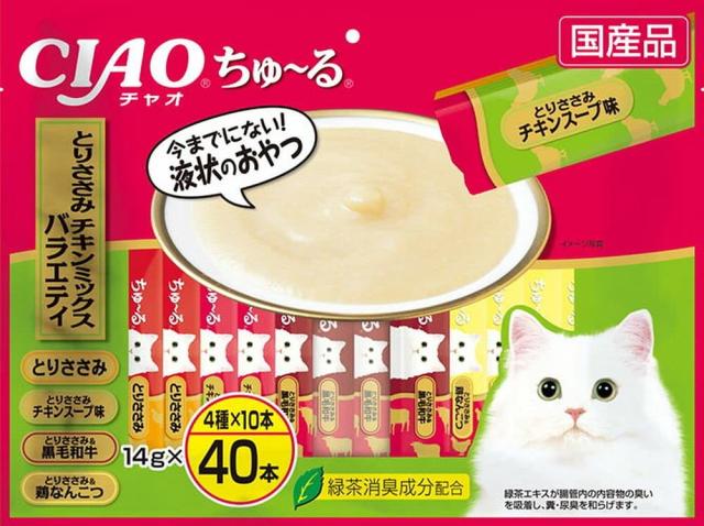 （まとめ買い）いなばペットフード CIAO ちゅ〜る とりささみ・チキンミックスバラエティ 14g×40本 猫用おやつ 【×3】