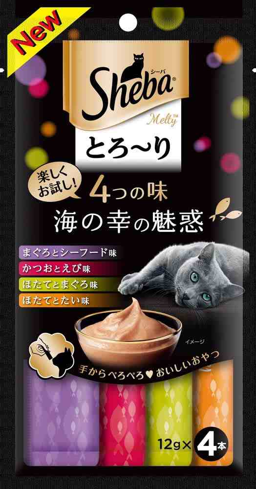 （まとめ買い）シーバ とろ〜り メルティ 4つの味 海の幸の魅惑 12g×4本 猫用おやつ 【×24】