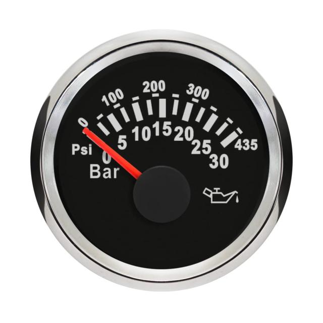 ELING 52mm 油圧計 0-30bar 0-435PSI バックライト付き 9-32V 車 ボート オートバイ用 (ブラック+ステンレス鋼)の通販は 5,524円