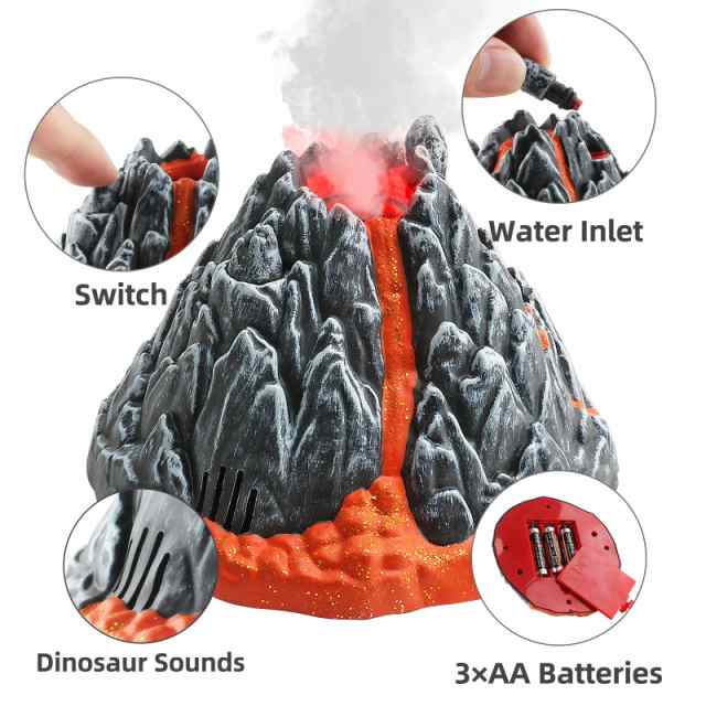 DINOBROS 火山おもちゃ 子供用 3~5歳 霧が噴き出る火山モデル 恐竜の音付き 模擬火山ギフト 男の子と女の子向けの通販は