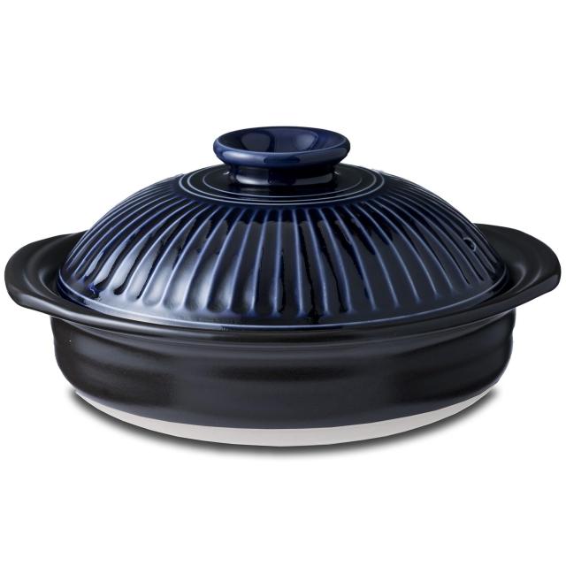 【正規品】 銀峯陶器(Ginpo Touki) 萬古焼 銀峯 菊花 土鍋 9号 3-4人用 瑠璃釉 ブルー 直火対応 おしゃれ 日本製 46091