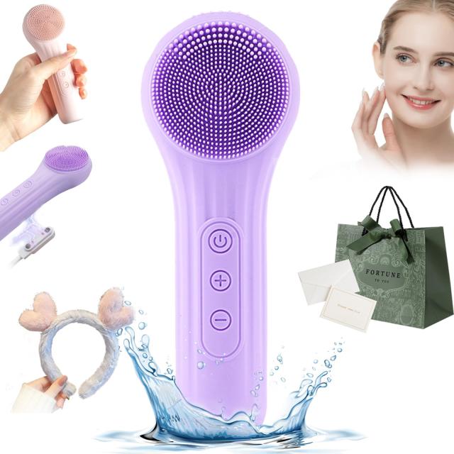 ルミグロウ 洗顔料 ルミグロウ 電動洗顔 シリコン洗顔 深くてやさしいクレンジング 循環加熱 5段階速度調節 Ipx7防水 (パープル)