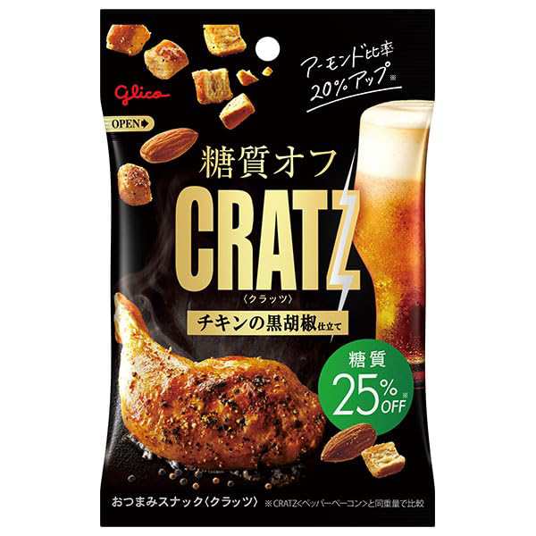 江崎グリコ 糖質オフ クラッツ チキンの黒胡椒仕立て 42g×12袋入×(2ケース)の通販は