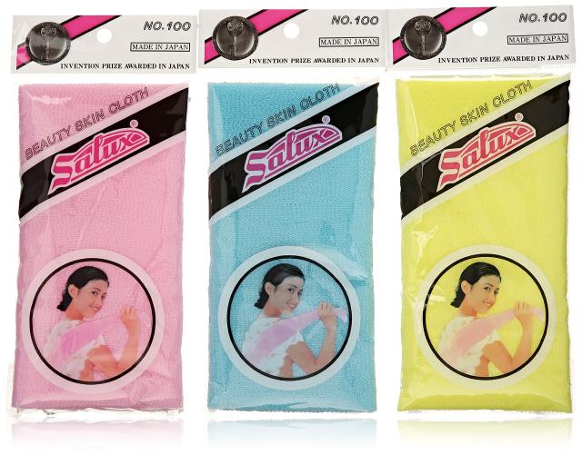Salux Nylon Japanese Beauty Skin Bath Wash Cloth/towel (3) Blue Yellow and 7,773円