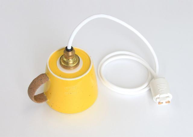 ライティングレール用ペンダントライト タイプ「陶器カップ黄」 B28R17-10W 暖かく、元気な色合い、カップの可愛らしさをさらに引き立てる黄。■口_2