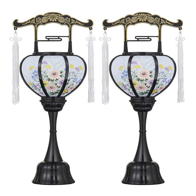 仏壇屋 滝田商店 盆提灯 盆ちょうちん ミニ 回転 霊前灯 特小 「八坂」6510(一対)◆高さ35cm×巾13cm◆ 置き提灯 証明書付の通販は 5,716円