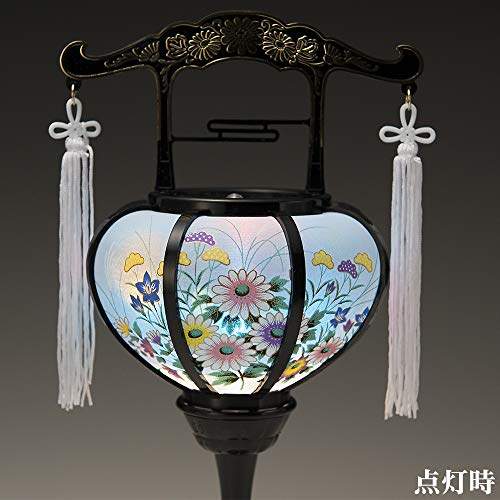 仏壇屋 滝田商店 盆提灯 盆ちょうちん ミニ 回転 霊前灯 特小 「八坂」6510(一対)◆高さ35cm×巾13cm◆ 置き提灯 証明書付