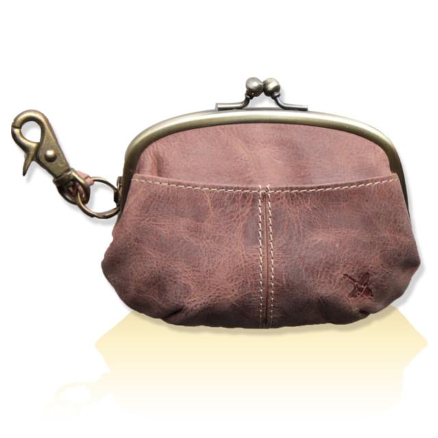 [アインソフ] ナスカン付 レザー がま口財布 男女兼用 財布 (DA33-HP) (ベージュ)