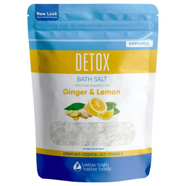 Detox Bath Salt 32 Ounces Epsom Salt with Ginger and Lemon Essential Oils P